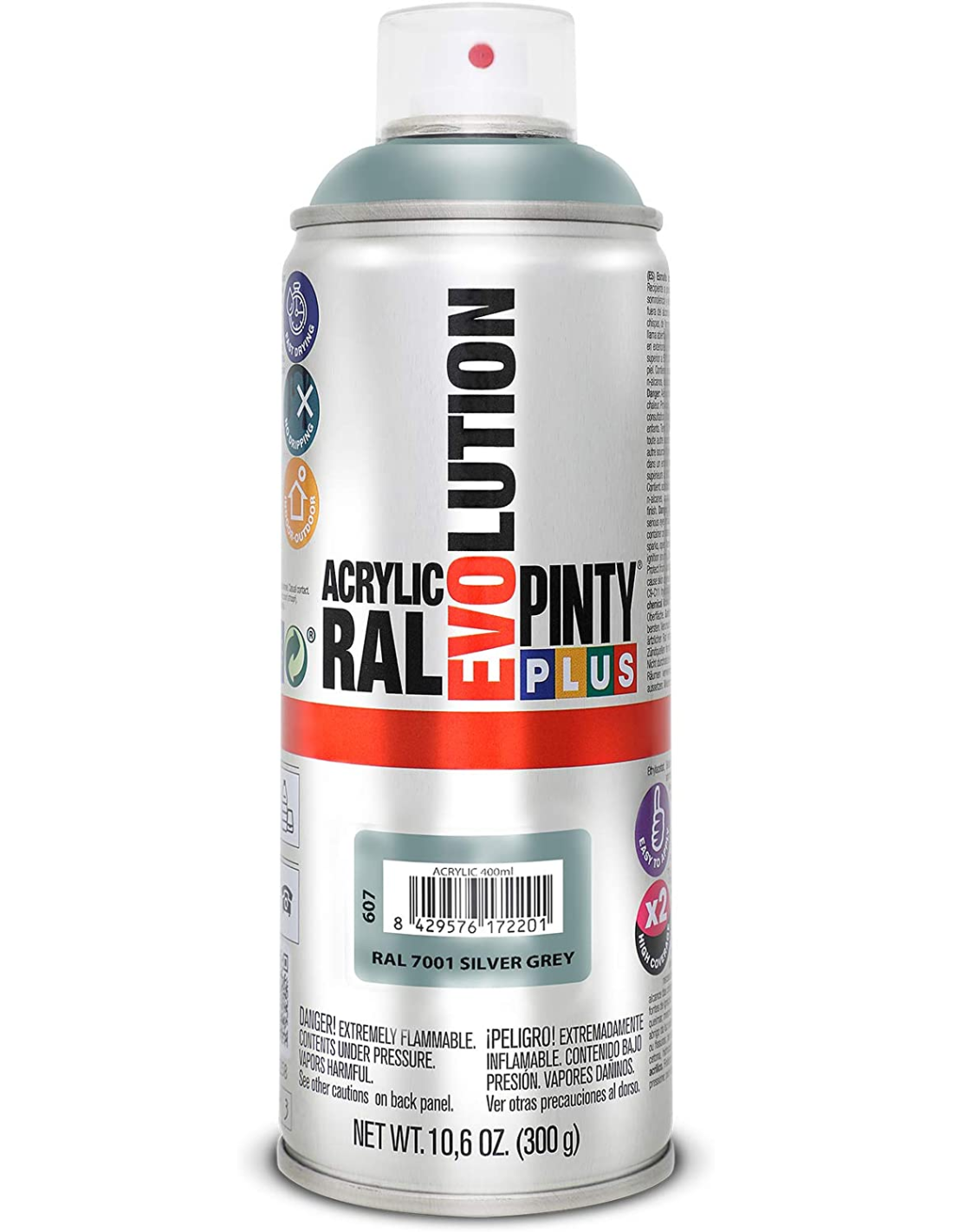 Spray acrilico brillante pintyplus ral 400 ml (ral 7001 gris plata)