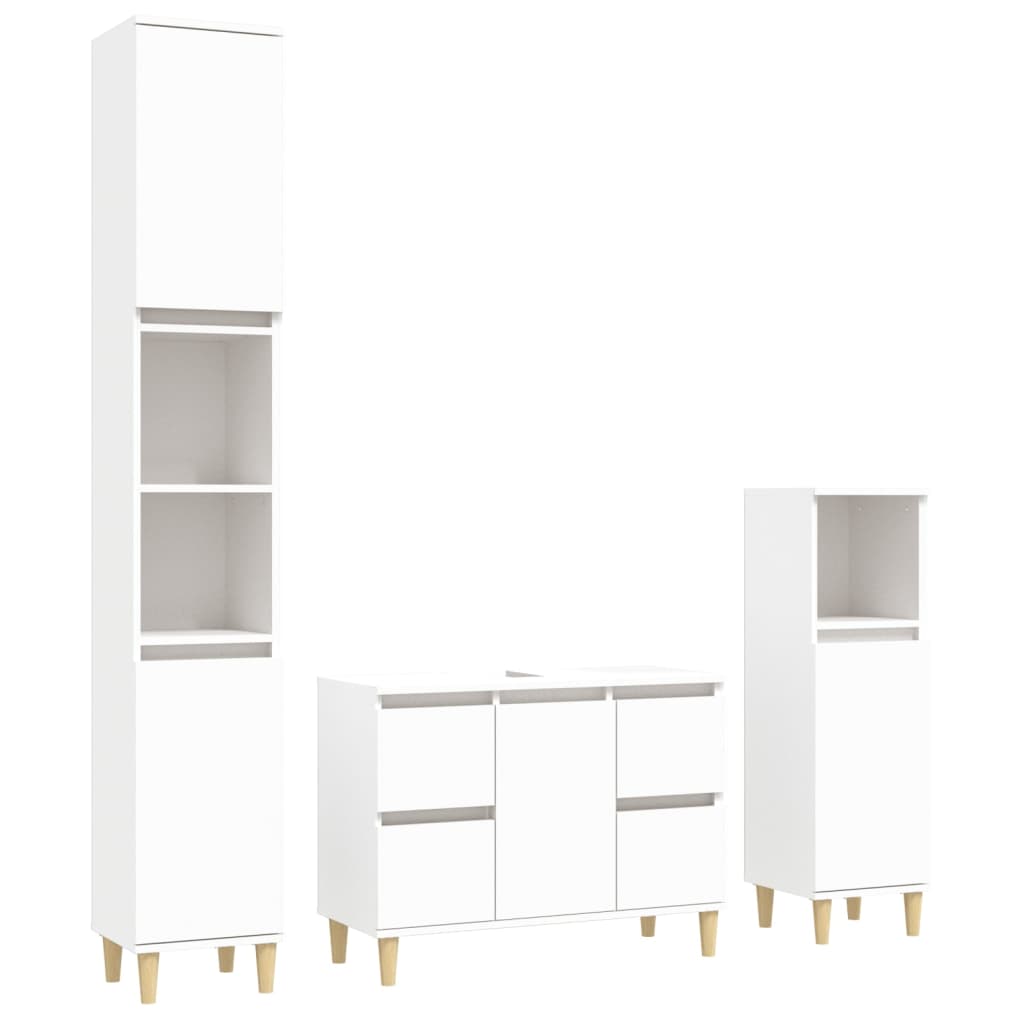 vidaXL juego de muebles de baño 3 pzas madera contrachapada blanco