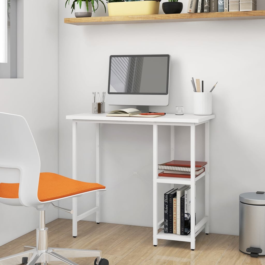 Escritorio para ordenador de mdf y metal blanco 80x40x72 cm