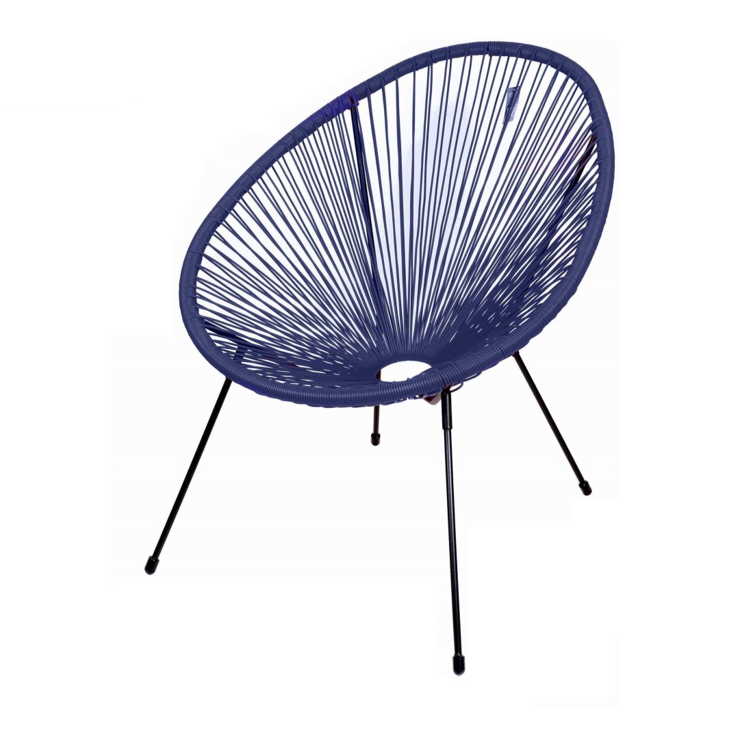 Sillón de jardín redondo en resina de color azul 56x88x72 cm