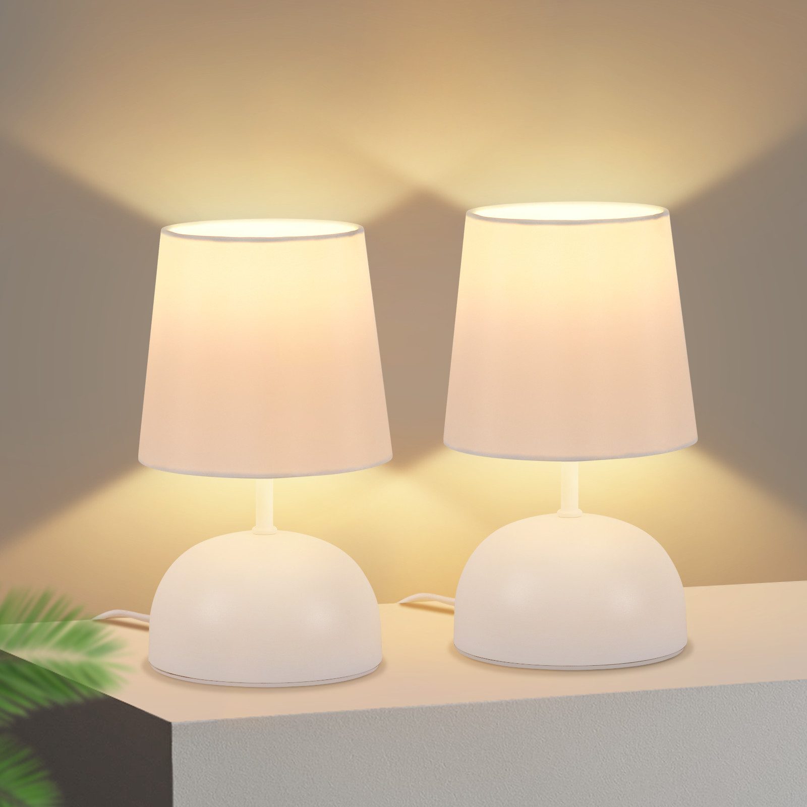 Nettlife lámpara de mesa e14 blanco 14x14（2er-set）
