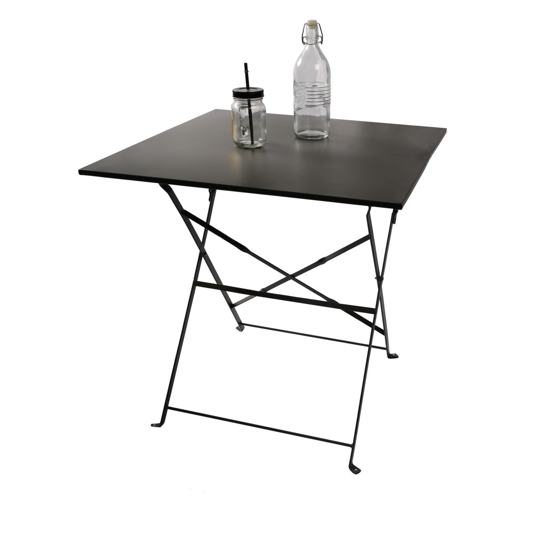 Mesa de jardín cuadrada plegable – 70x70x70 cm – metal gris – práctica y re
