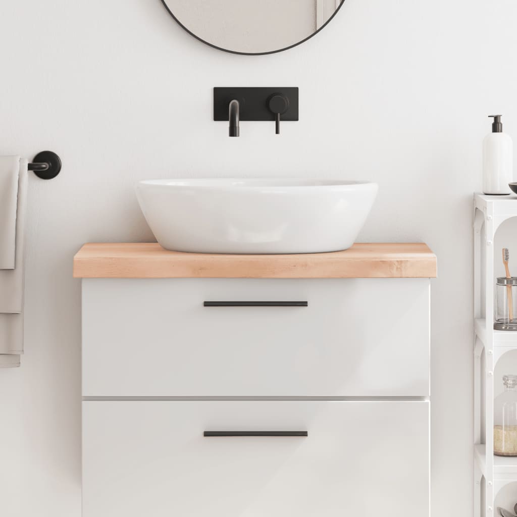 Encimera de baño madera maciza sin tratar 80x30x(2-6) cm eerf1886