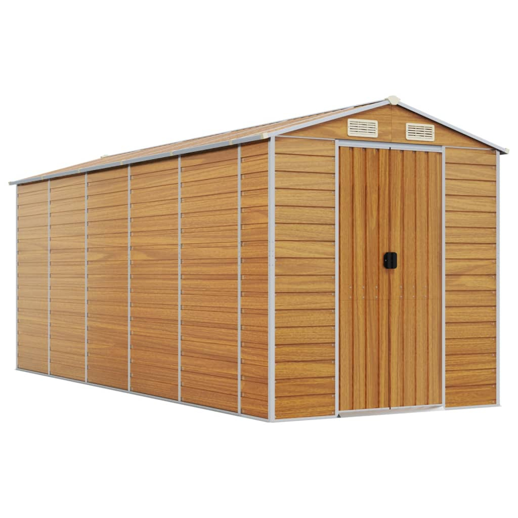 vidaXL caseta de jardín acero galvanizado marrón claro 191x470x198 cm