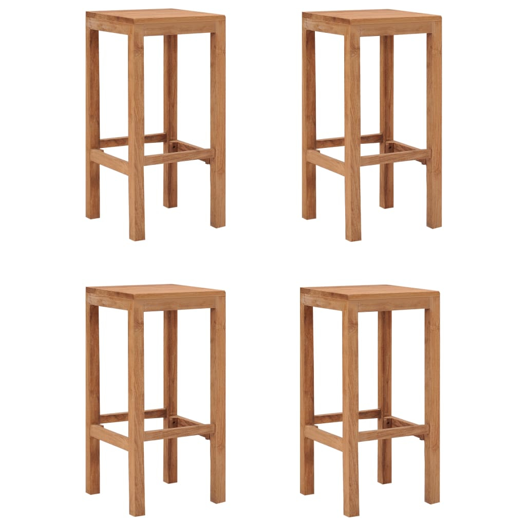 vidaXL taburetes de barra de cocina 4 unidades madera maciza de teca