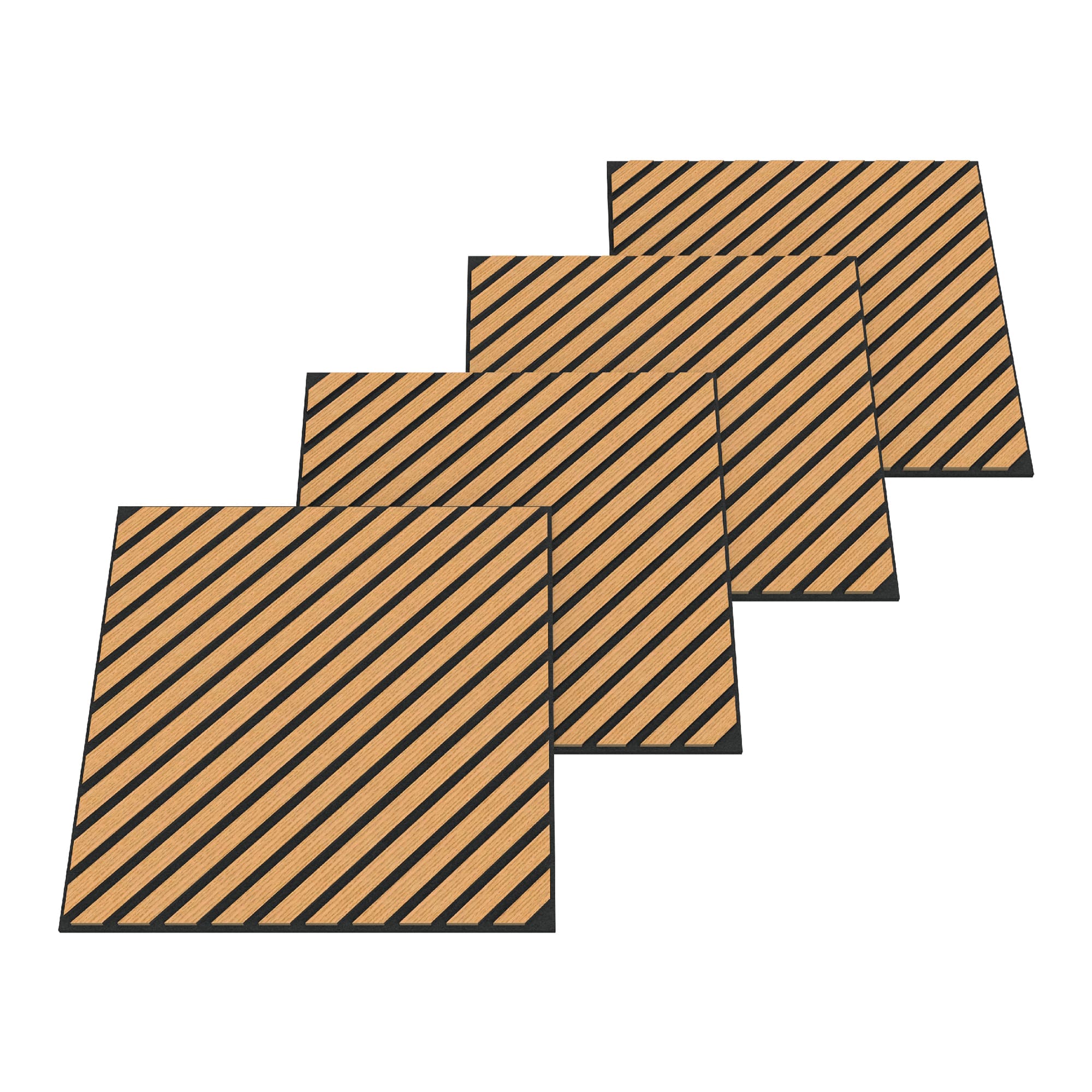 Set de 16 paneles acústicos vang 3d 5,76 m² lamas diagonales - roble oscuro