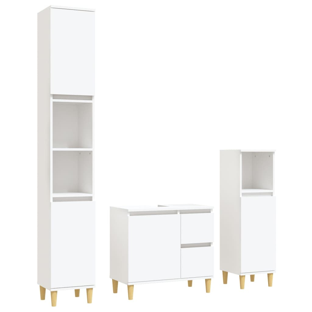 vidaXL set de muebles de baño 3 piezas madera contrachapada blanco