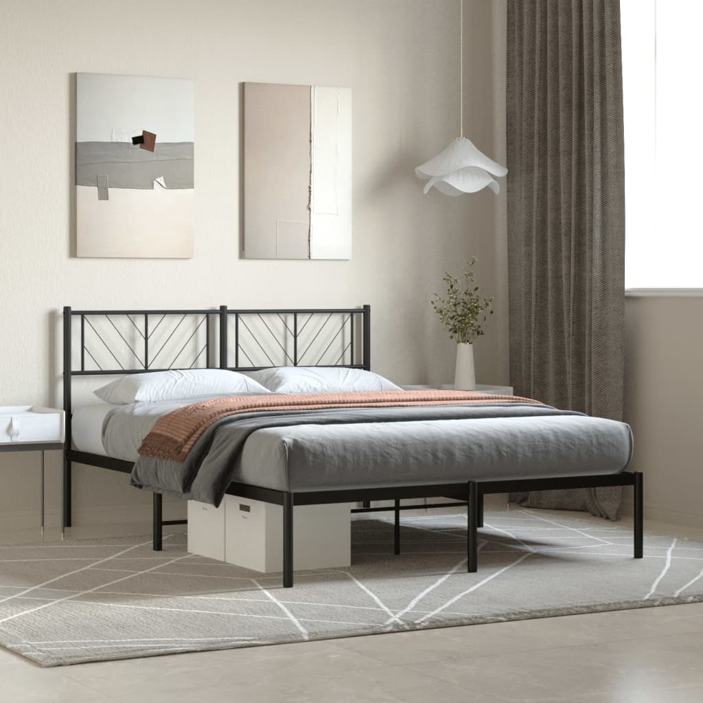 Cama sin colchón con cabecero metal negro 135x190 cm es2504