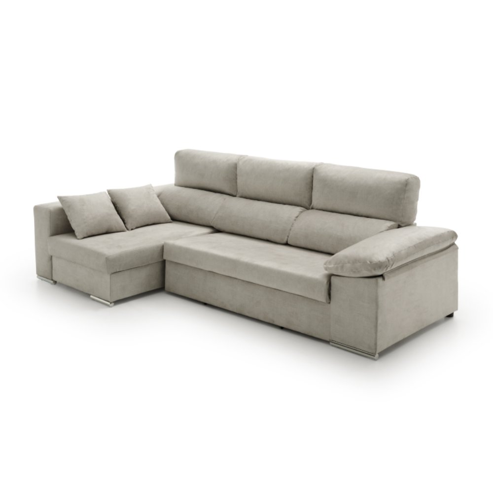 Sofa chaise longue cama con arcón giulia gris izquierda