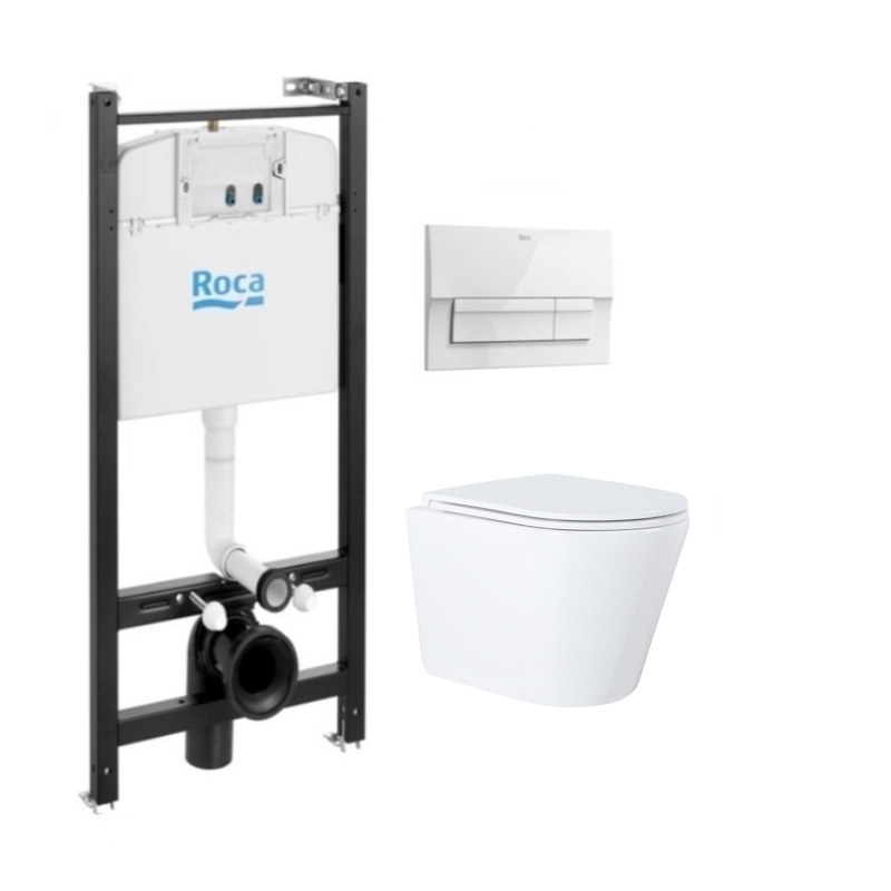 Roca active y puls. Blanco bri new y wc susp.orion tapa fina 51,5 cm de kp