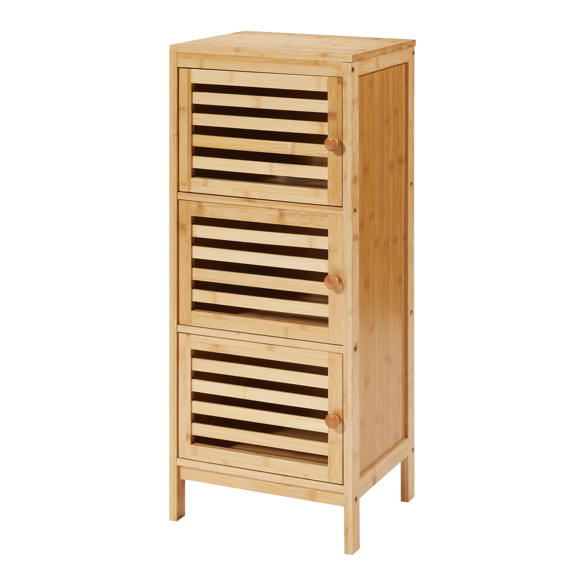 Armario de salón ypäjä con 3 puertas bambú 82x33x27cm - natural [en.casa]