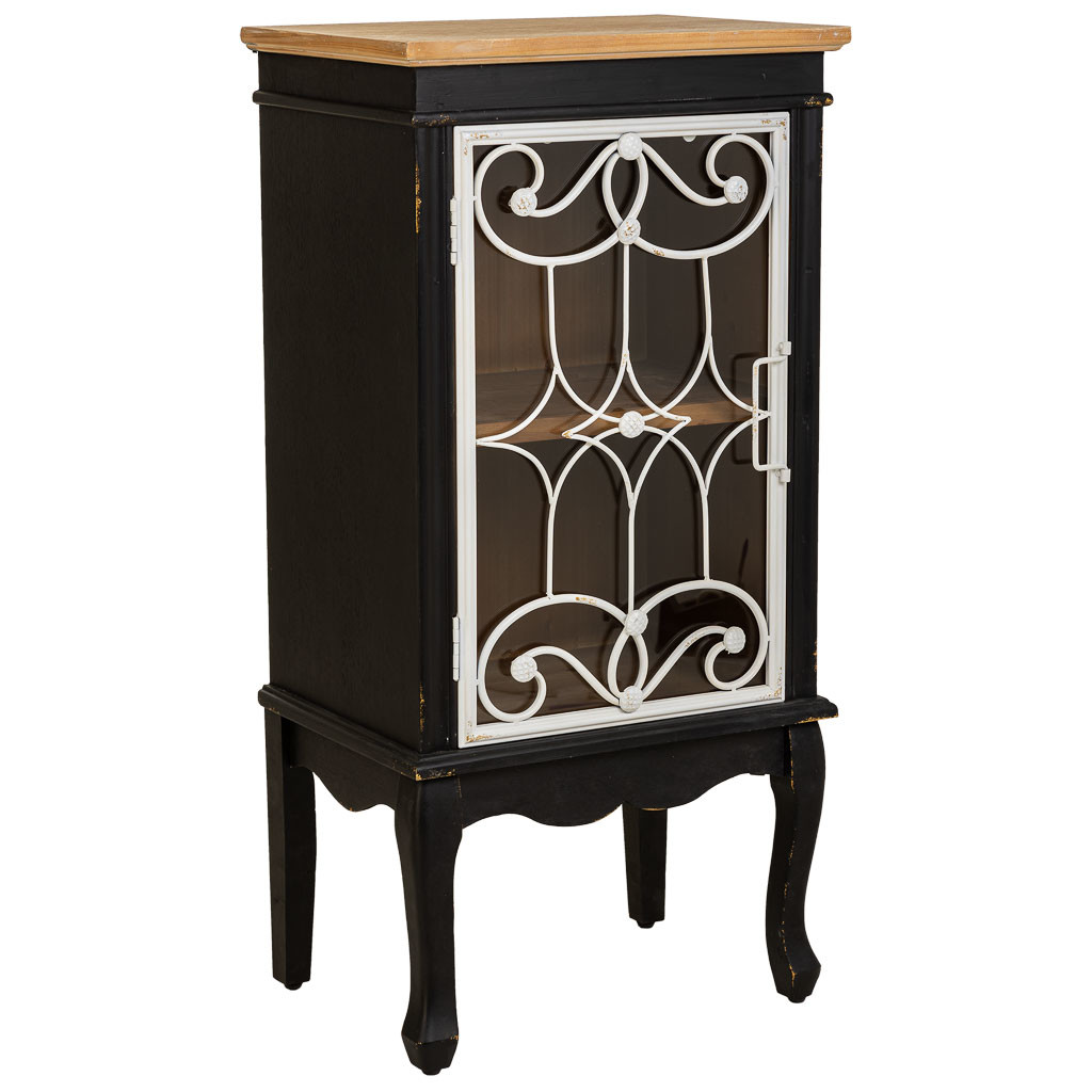 Vitrina de madera y metal negra 50x36x100.5