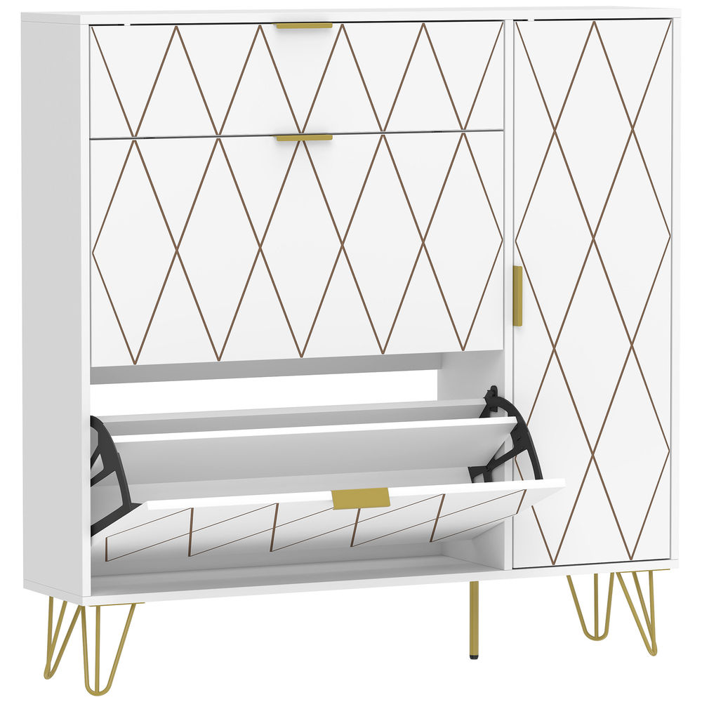 Zapatero 110x25x110.6 cm color blanco Homcom, hogar - muebles de recibidor
