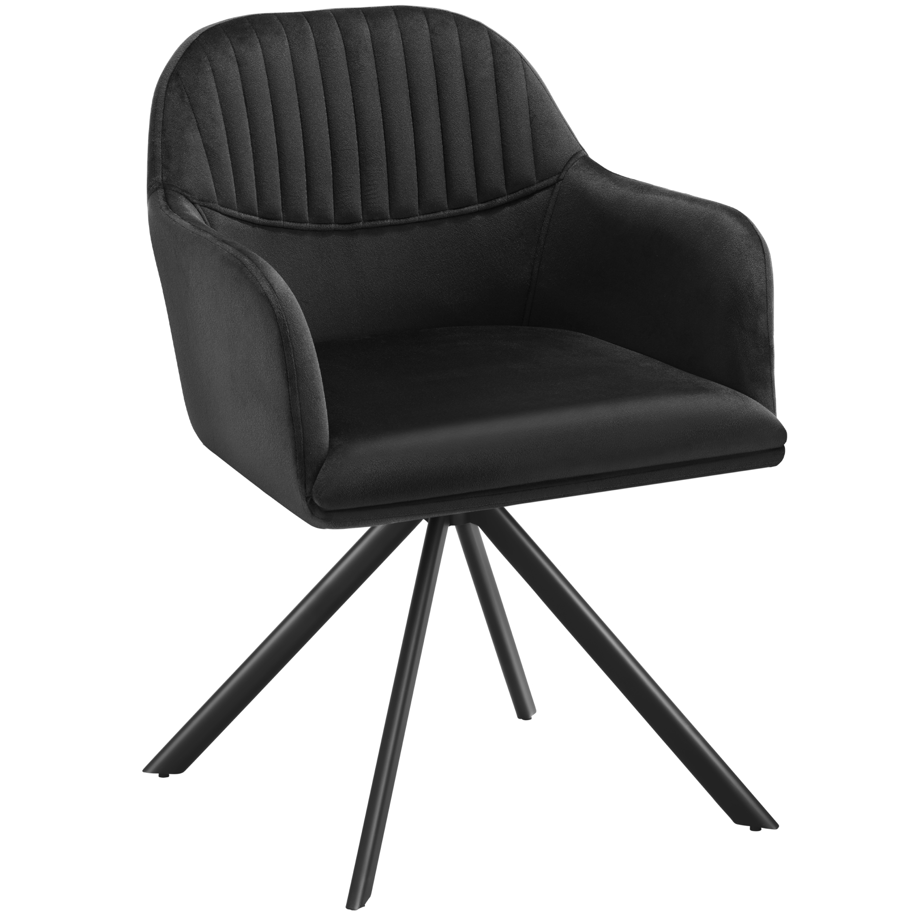 Silla de comedor giratoria 360º terciopelo, 56x59x81 cm negro/negro