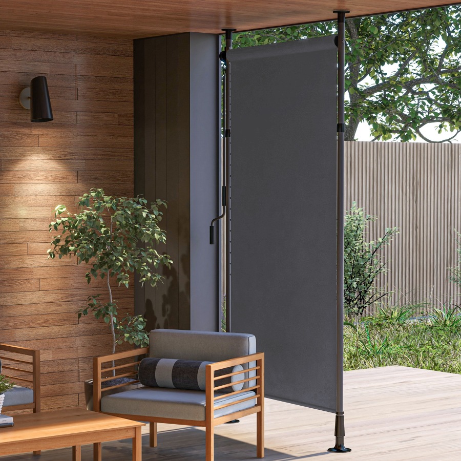 Toldo vertical ajustable 150 x 220 a 310 cm aluminio gris oscuro