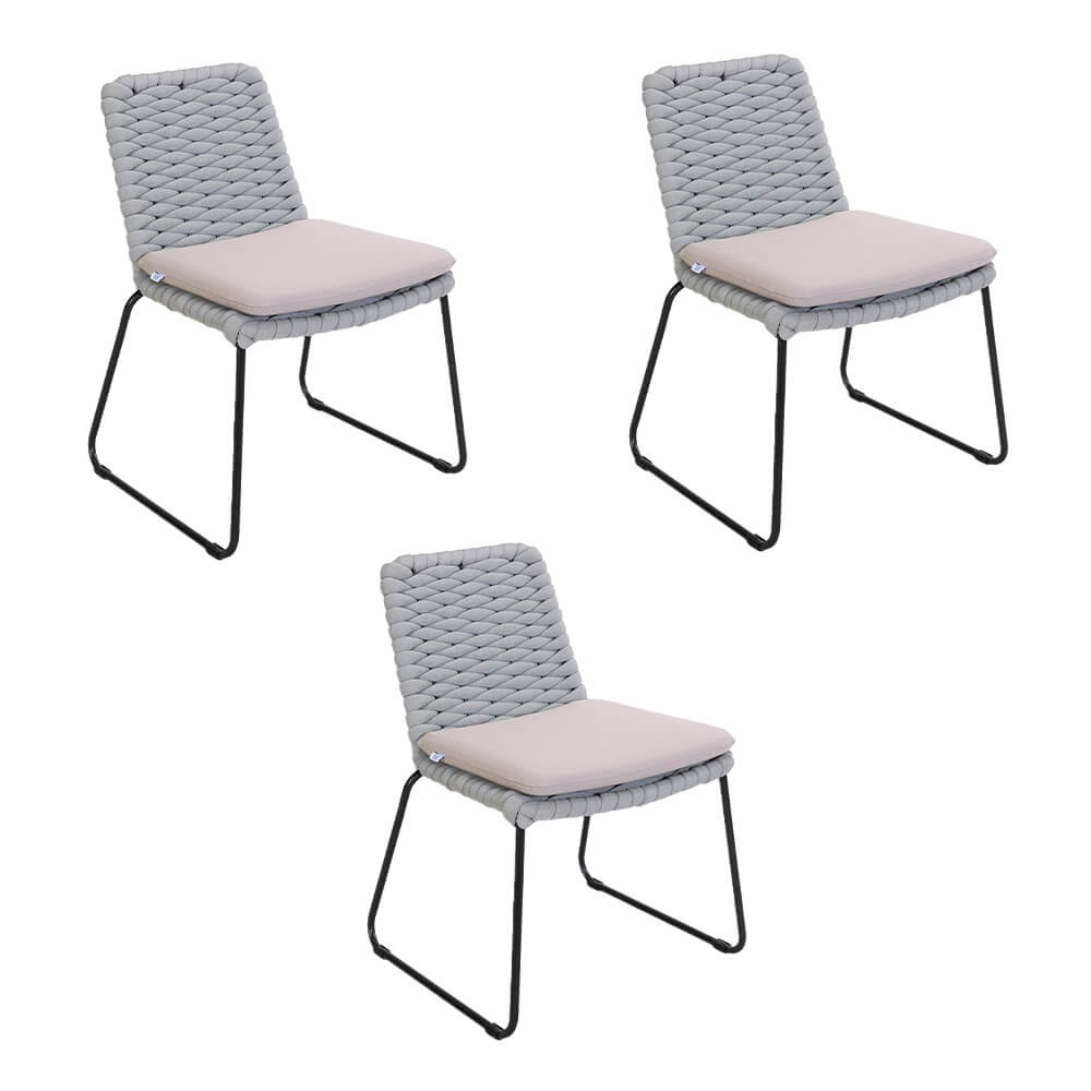 Silla de jardín de mimbre balero gris claro - lote de 3