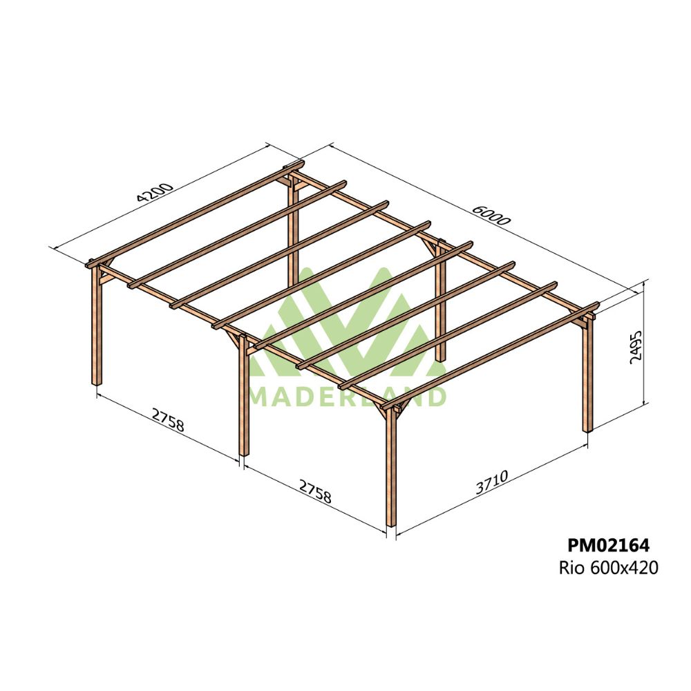 Cochera de madera - rio 600x420cm (maderland)