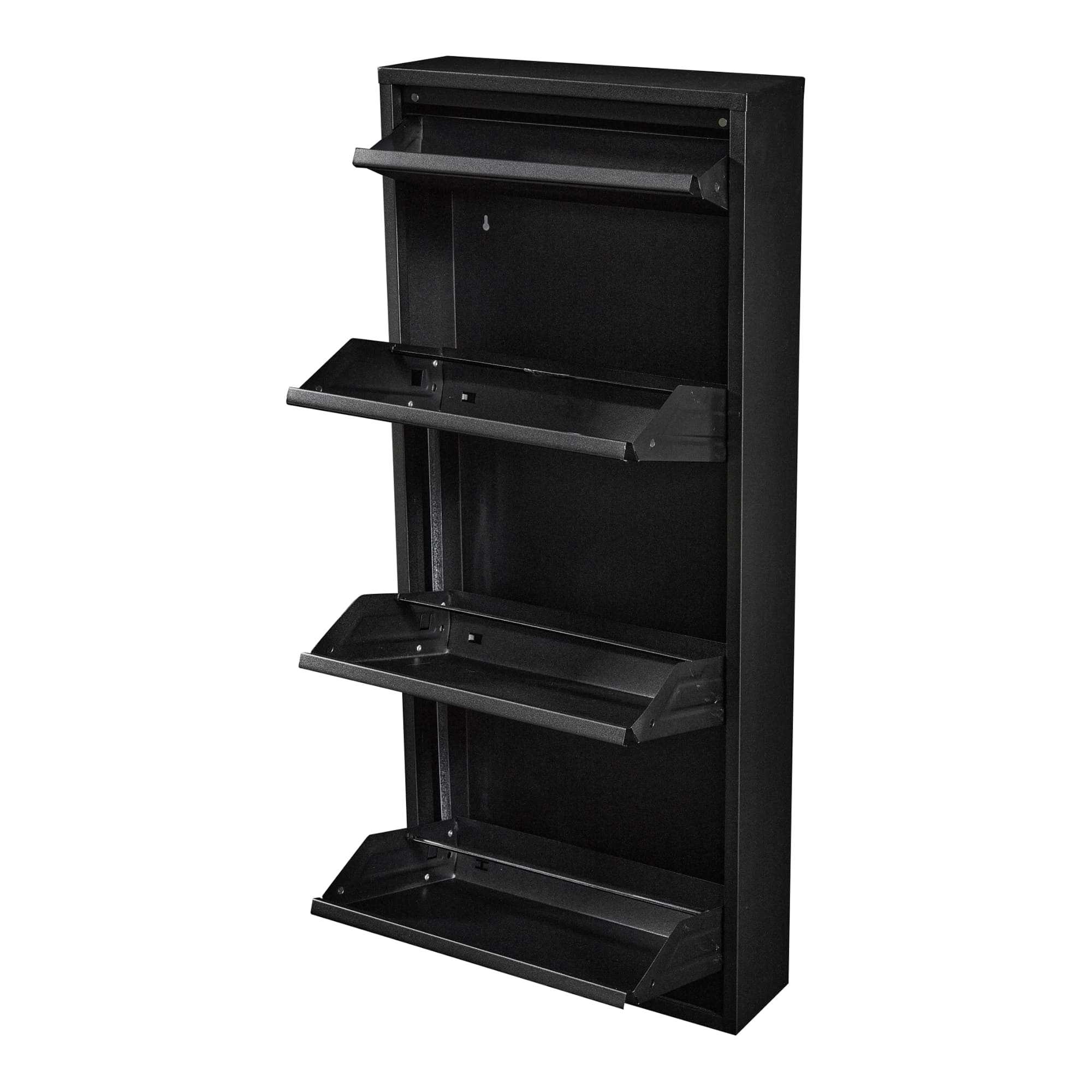 Zapatero sokndal con 3+1 puertas 118x50x15 cm metal - negro [en.casa]
