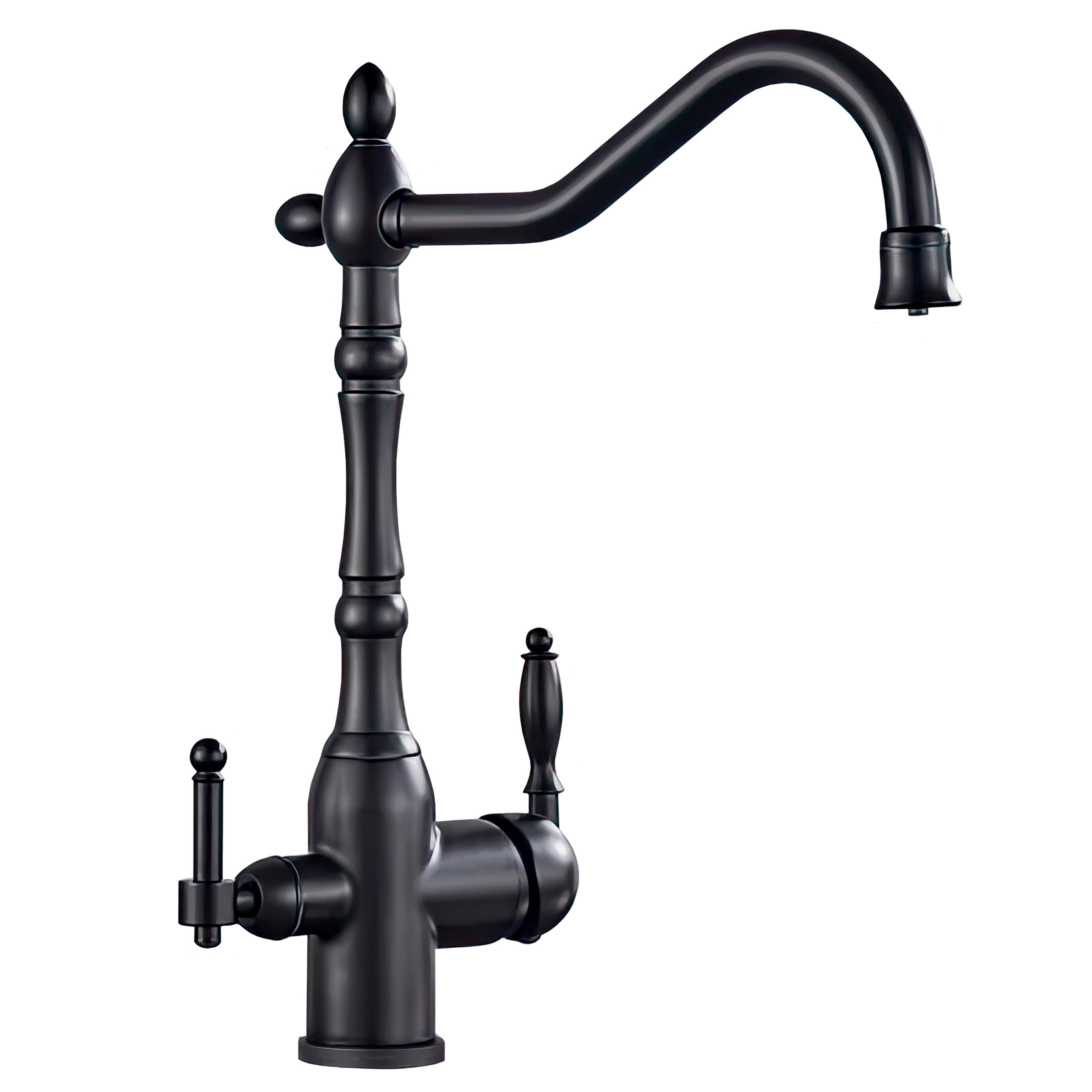 Valaz grifo de cocina osmosis 3 vías diseño vintage negro mate