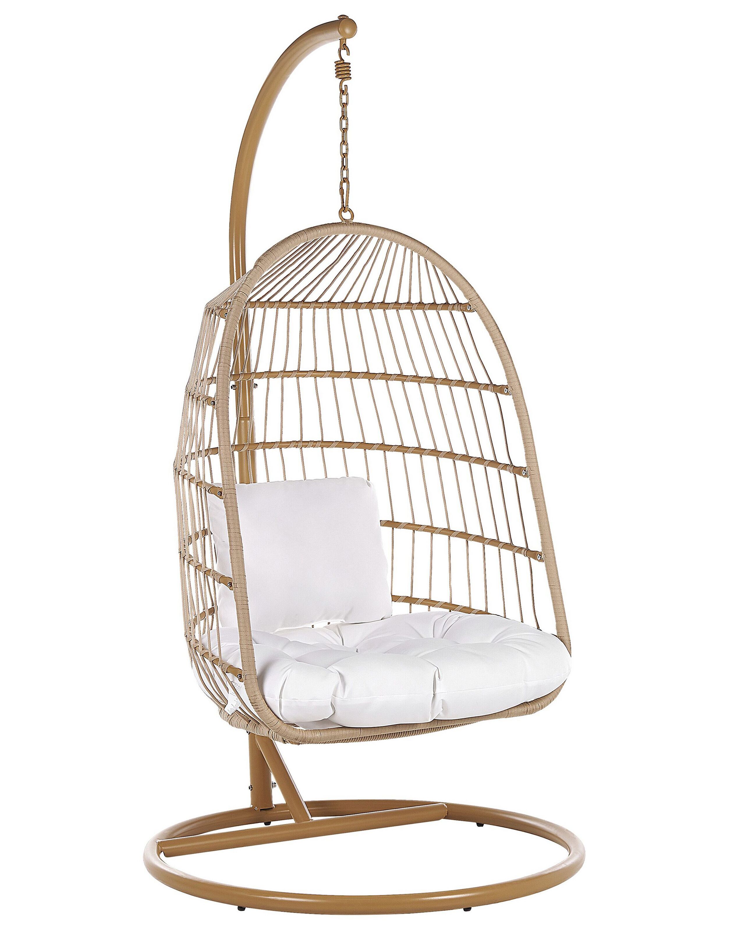 Sillón colgante con soporte allera ratán sintético beige