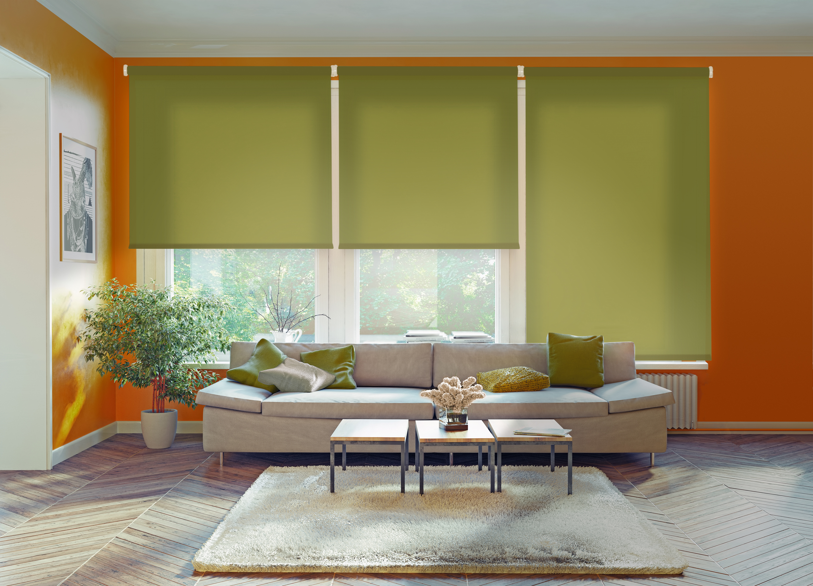 Estor enrollable traslúcido ecofuture verde 135 x 190cm