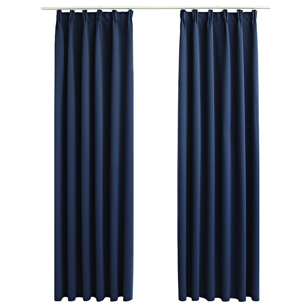 vidaXL cortinas opacas con ganchos 2 unidades azul 140x245 cm