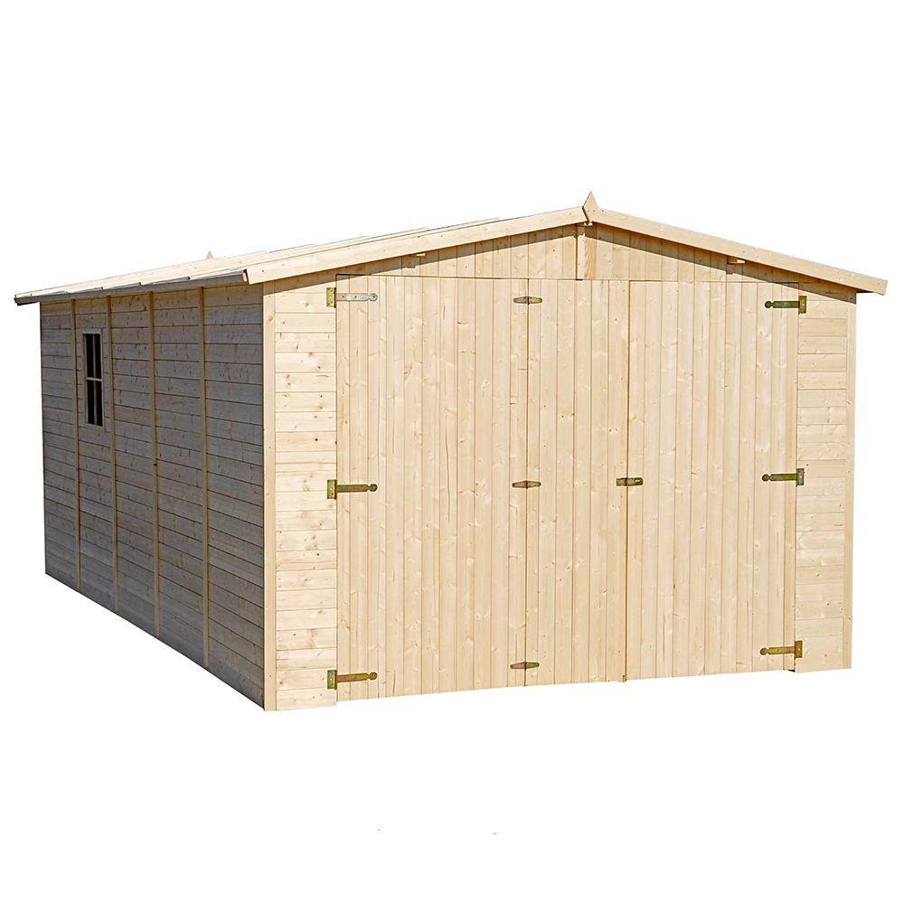 Garaje de madera natural - a222x516x324 cm/15 m² - Timbela m101