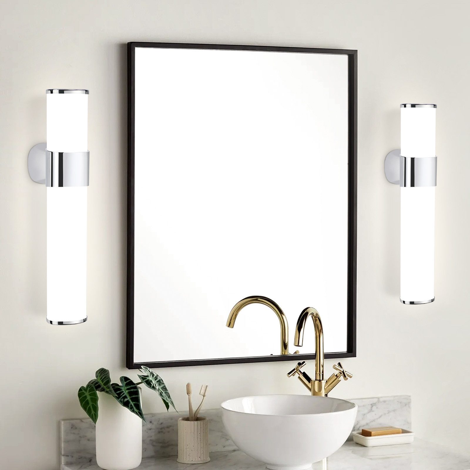 Nettlife lámpara de pared para baño LED plateado 60x12.8(2er-set)