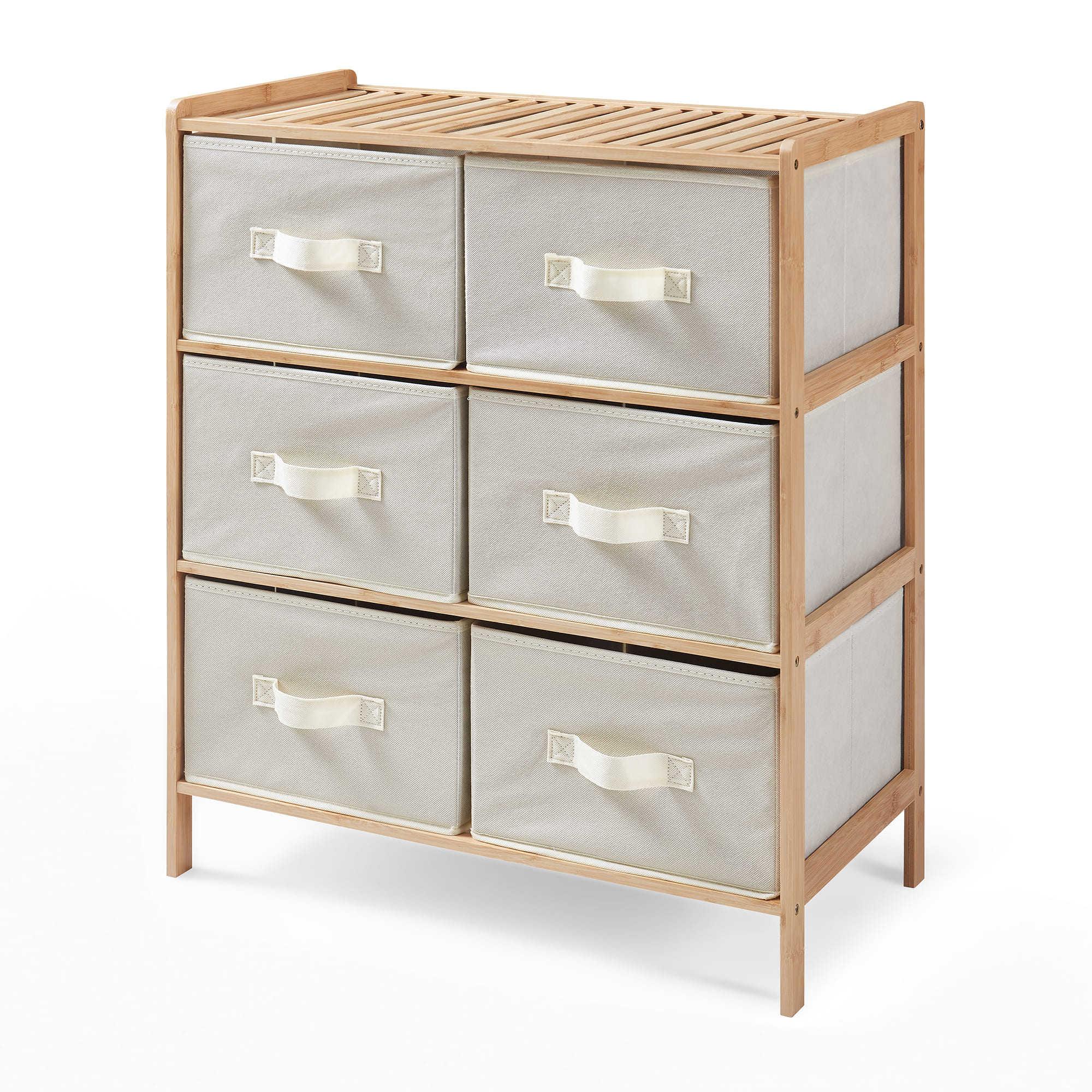 Cajonera maldon con 6 cajones vellón 79x66x35cm - bambú/beige [en.casa]