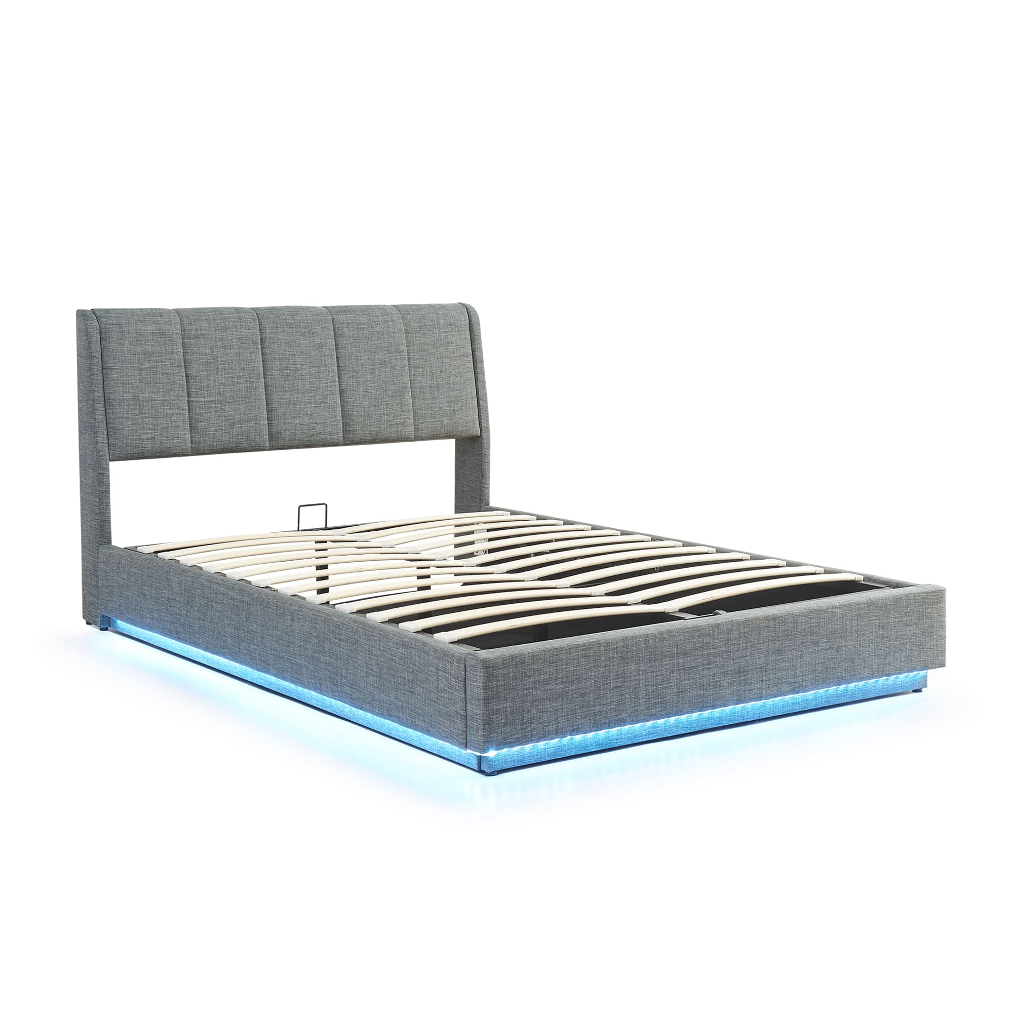 Cama tapizado LED tröstiar somier abatible + colchón 160x200cm antracita