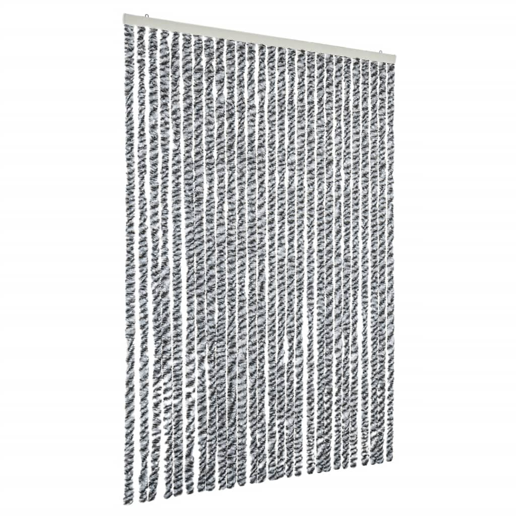 vidaXL cortina antimoscas chenilla gris negro y blanco 118x220 cm