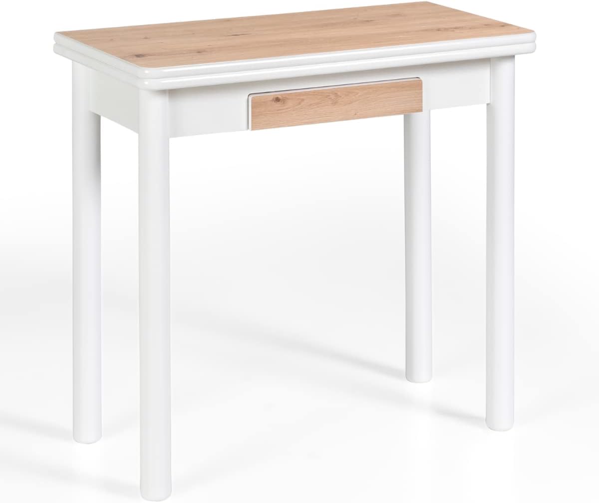 Momma Home mesa cocina extensible POMPEYA, sobre MDF Roble y patas metal