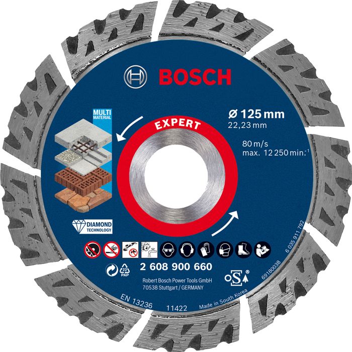Bosch expert disco de corte de diamante multimaterial 125 mm - 2608900660