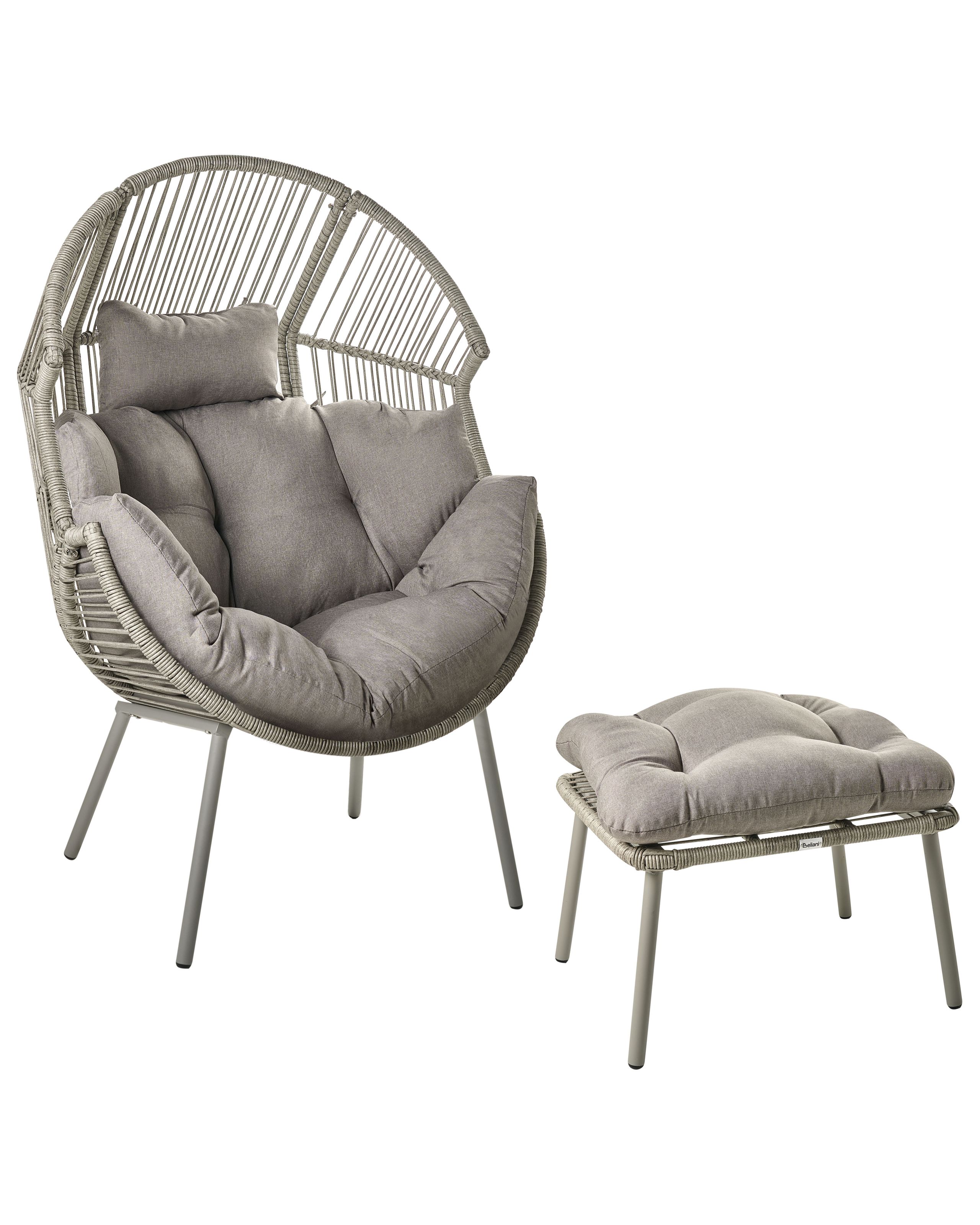 Silla de jardín murano con reposapiés ratán sintético gris