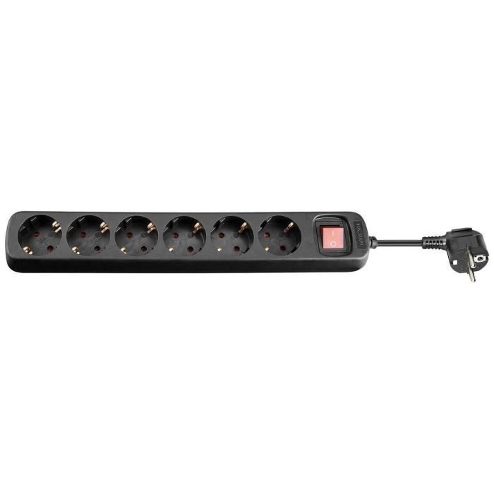 Toma múltiple 6 vías - micro connect - negro - 5m - interruptor on/off - pr
