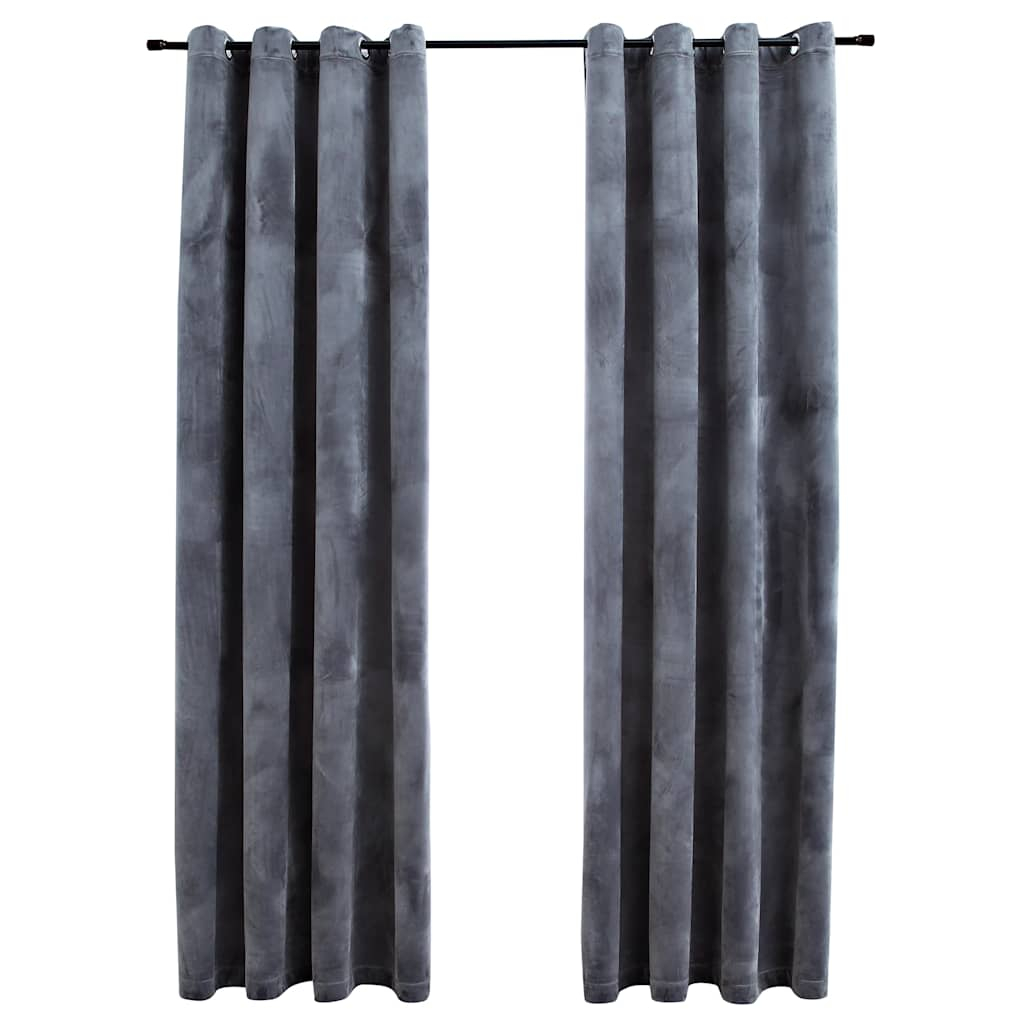 vidaXL cortinas opacas anillas 2 uds terciopelo antracita 140x245 cm