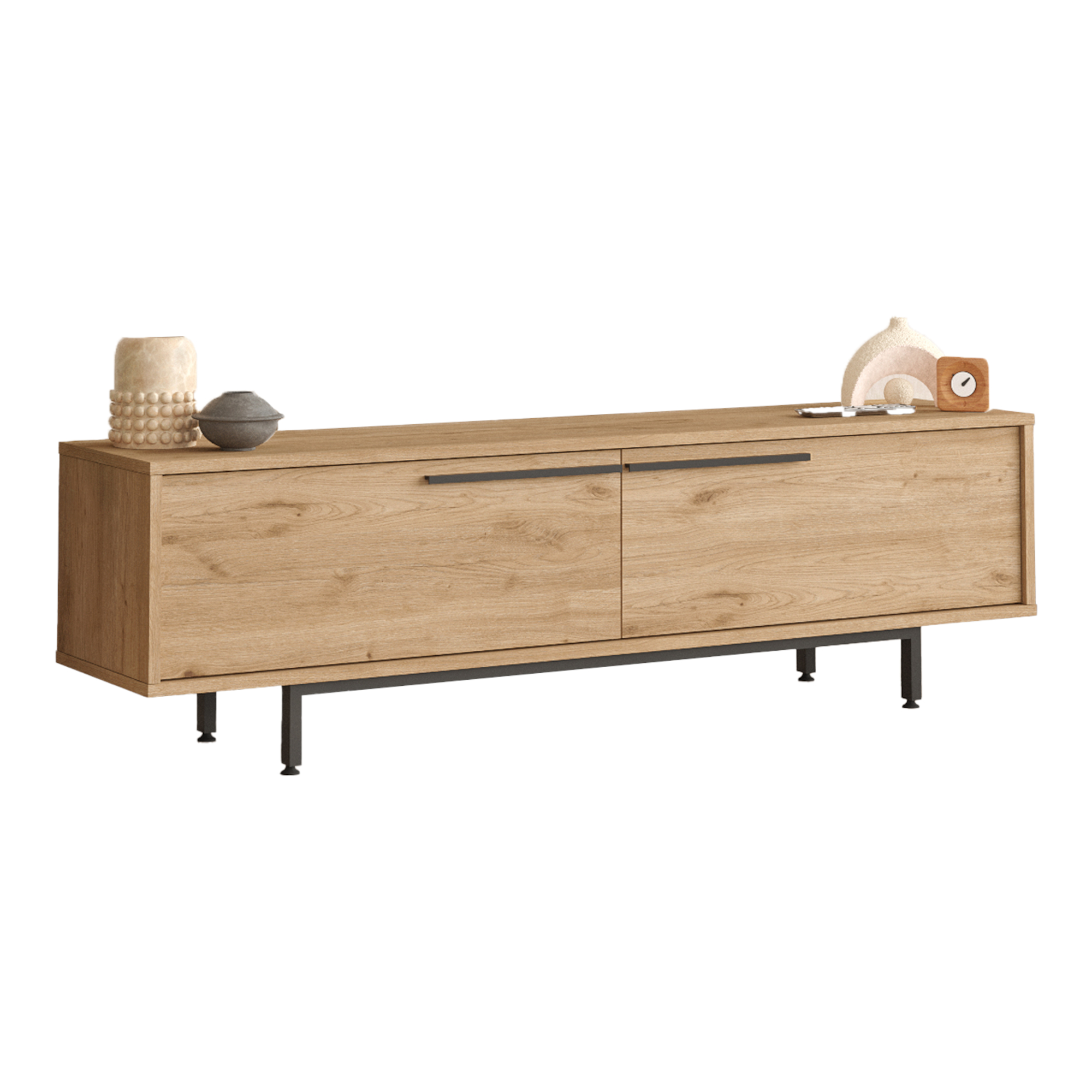 Mueble de tv urejovle con 2 puertas aglomerado 160x36x45cm - efecto roble