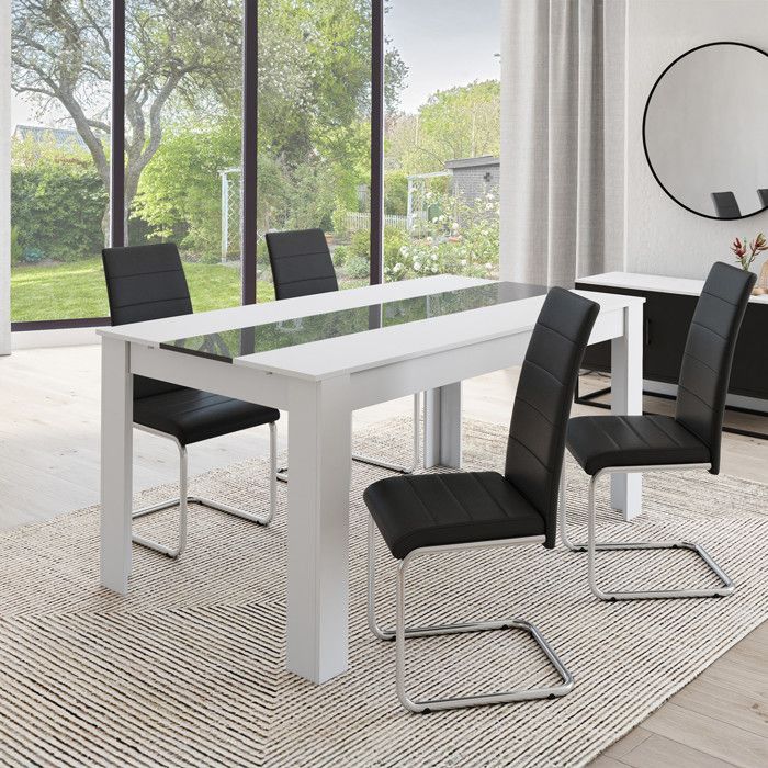 Sillas de comedor negras - lote de 4 - 39x48x92 cm