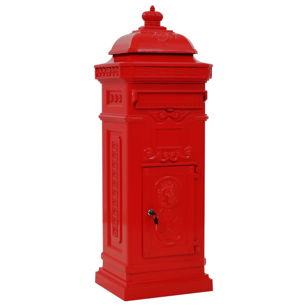 Buzón vintage de aluminio inoxidable color rojo 02_0041556