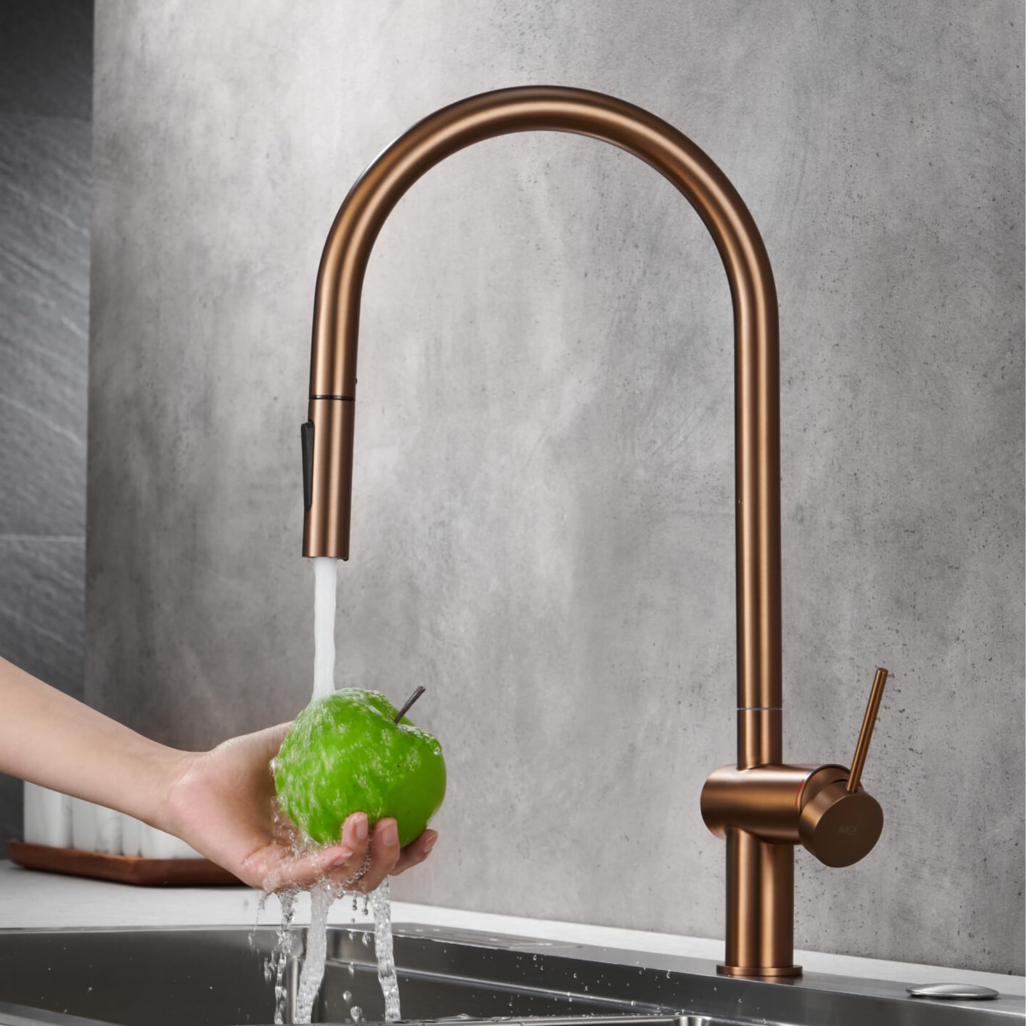 Imex - grifo monomando de cocina extraíble oro rosa serie berna