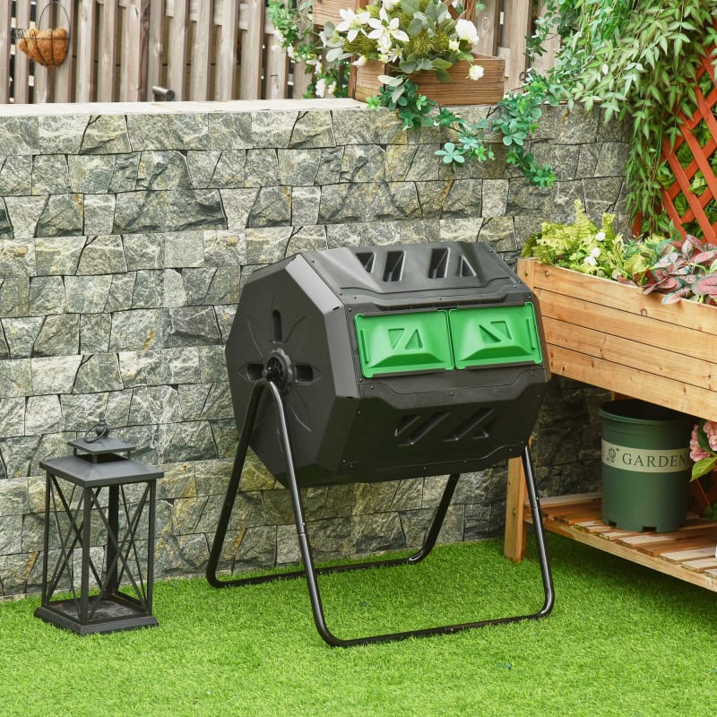 Compostador 71x65x96 cm acero, pp bicolor Outsunny