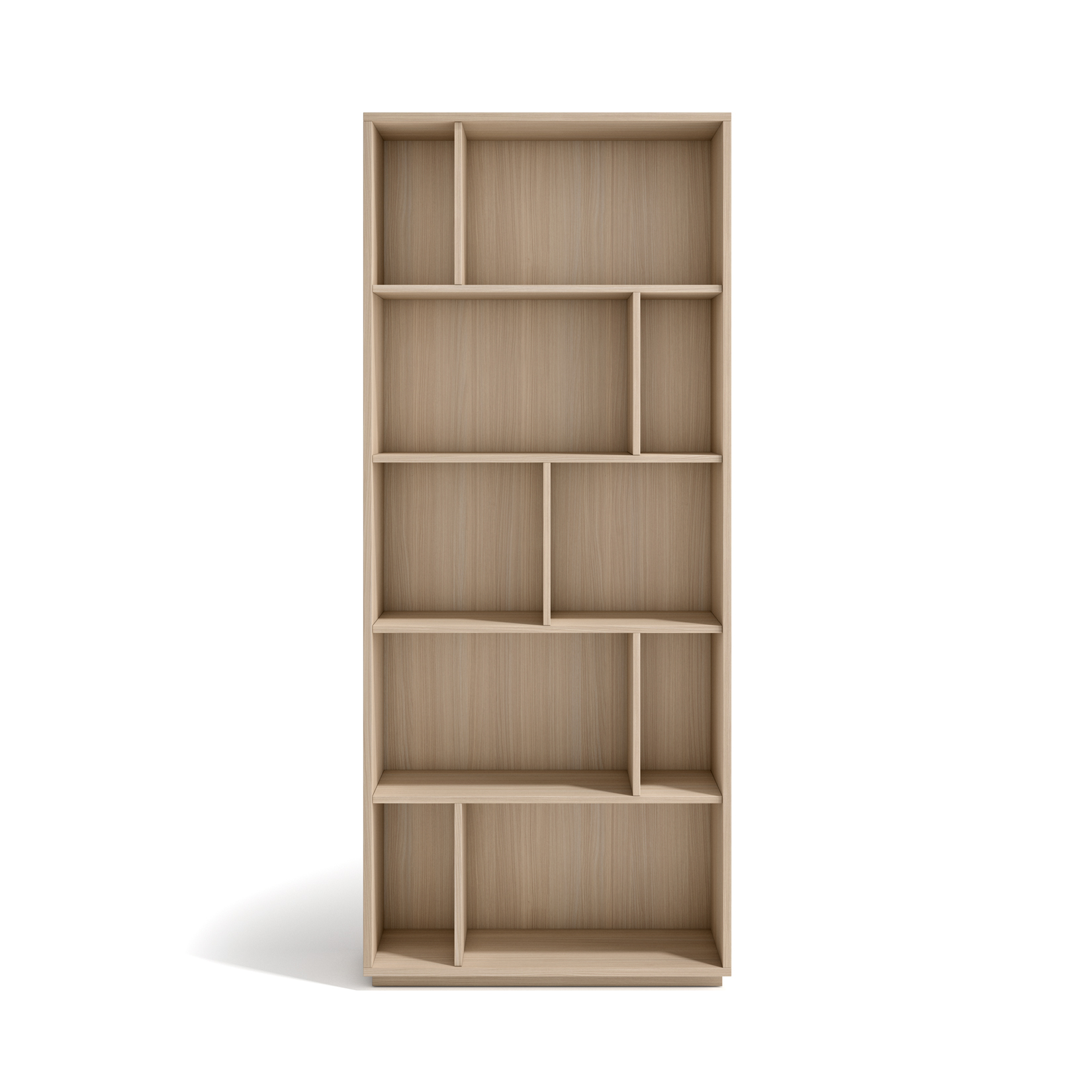 Estantería librería 5 niveles, melamina color nogal claro, 191x80x32