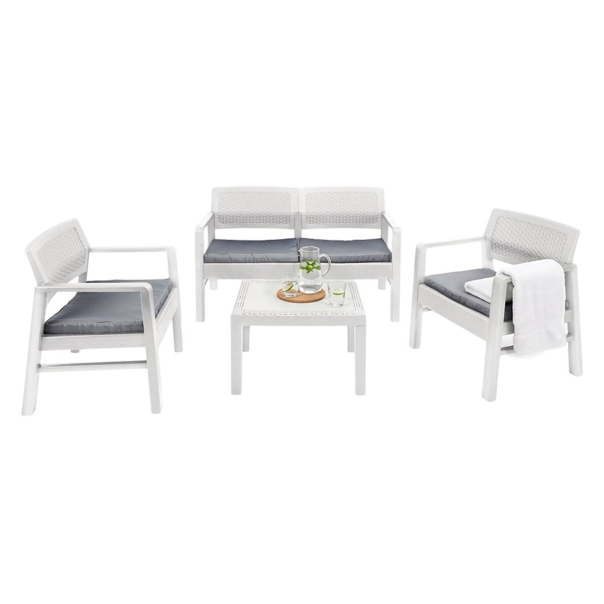 Set de jardín agnelo, mesa, plástico blanco