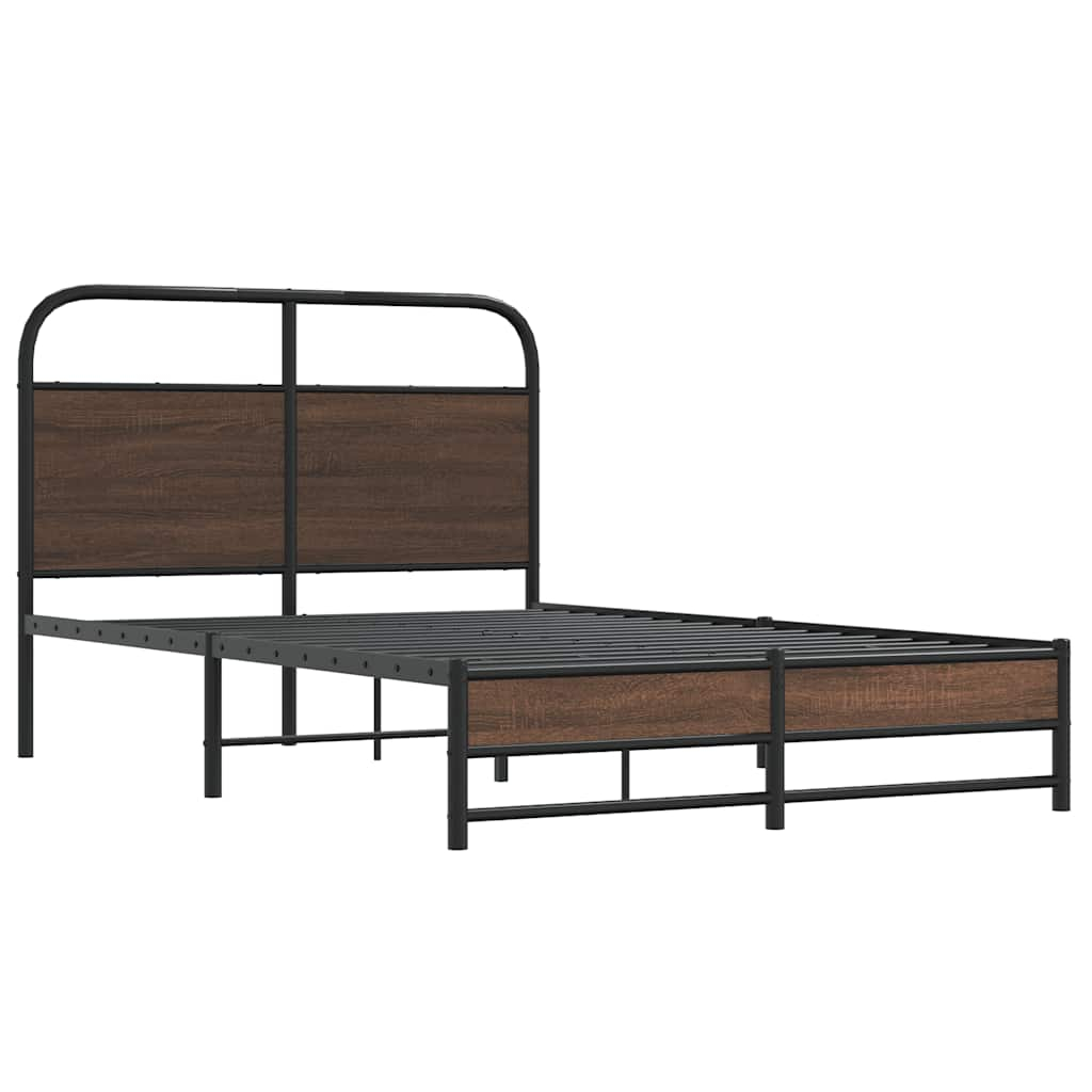 vidaXL estructura de cama sin colchón 135x190 cm madera marrón roble