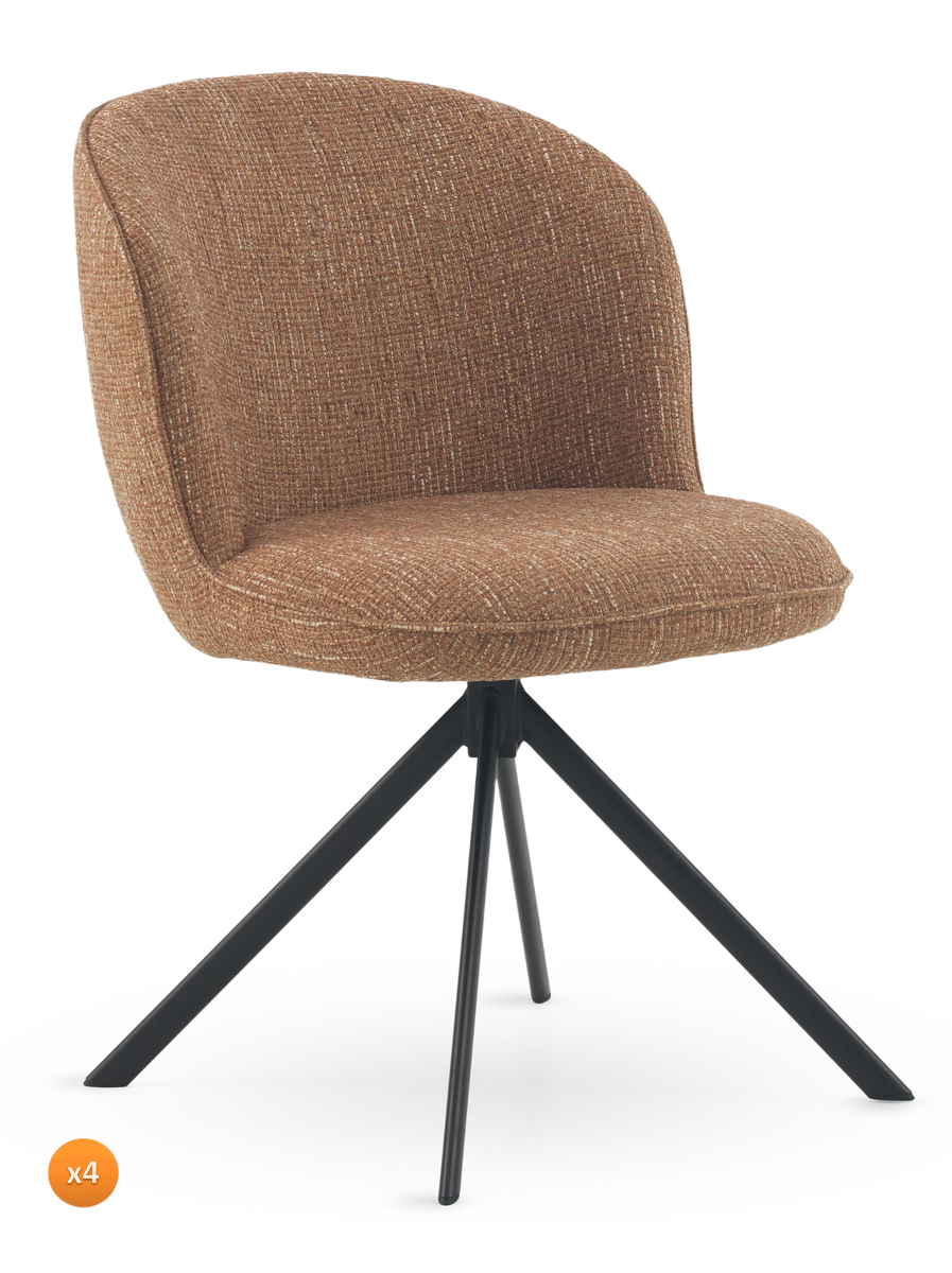 Set de 4 sillas tapizadas tweed terracota moteado, 55x61x84cm