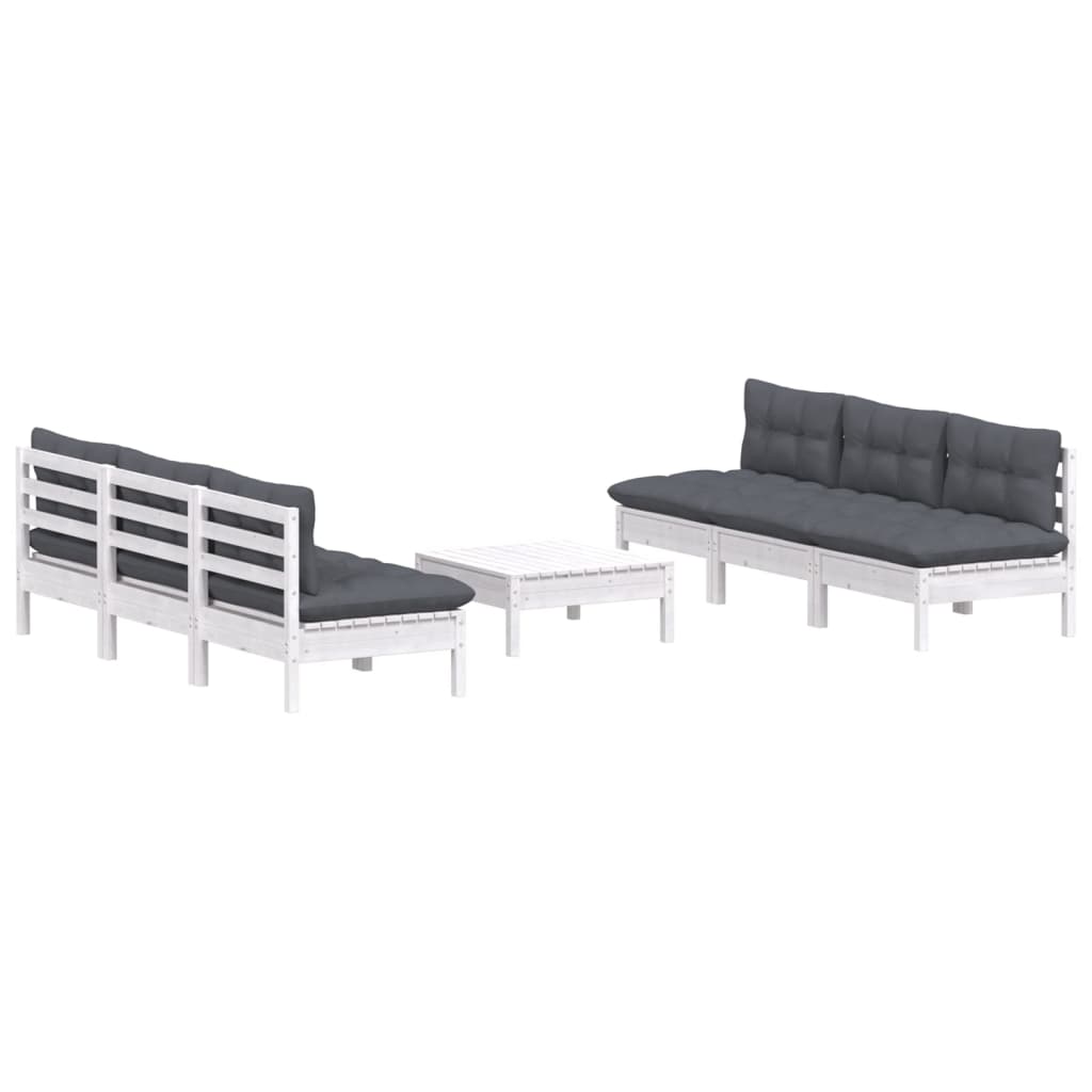 vidaXL muebles de jardín 7 piezas con cojines antracita madera pino