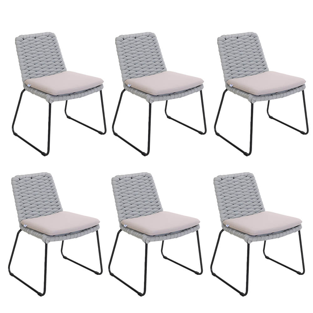 Silla de jardín de mimbre balero gris claro - lote de 6
