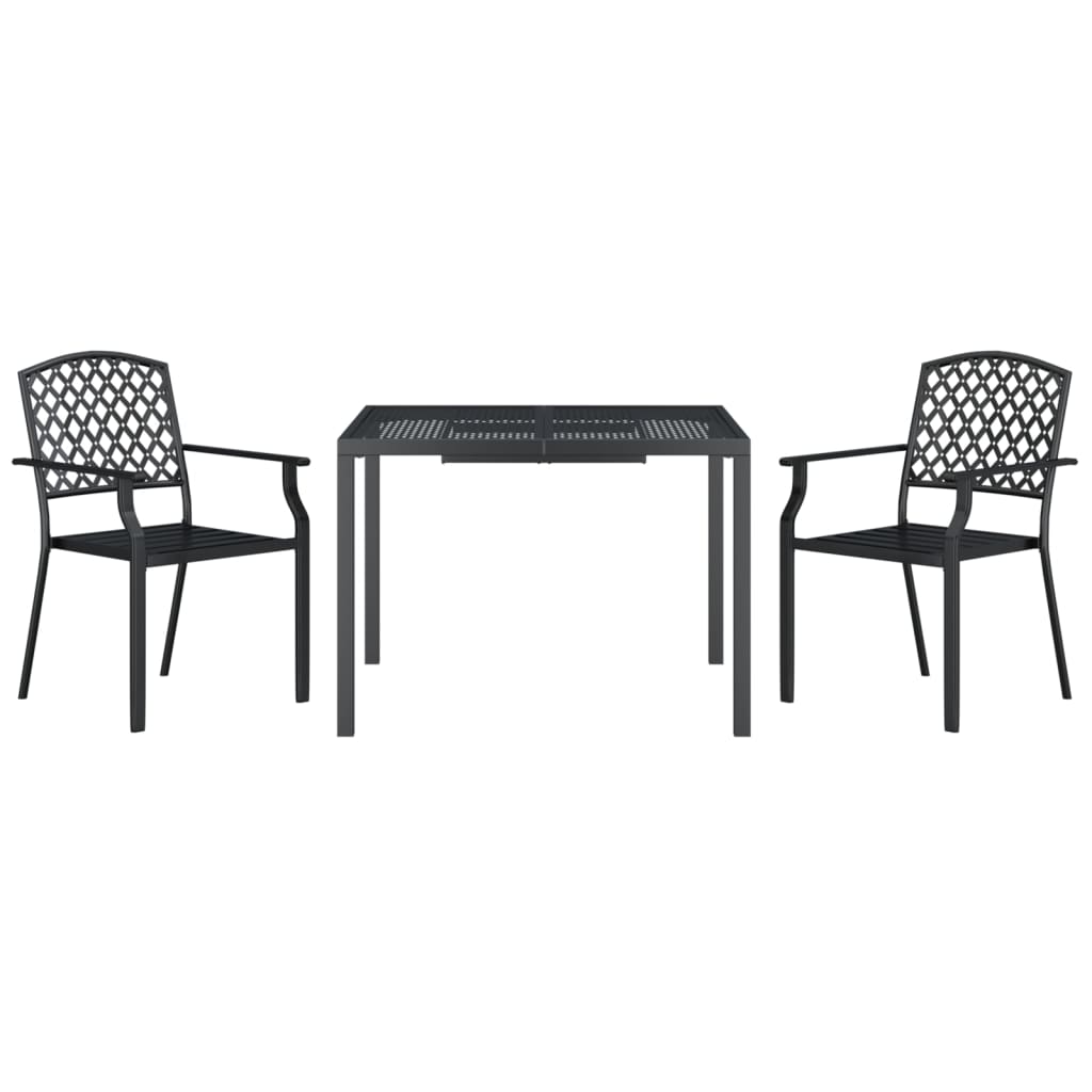 vidaXL juego de comedor de jardín 3 piezas acero gris antracita