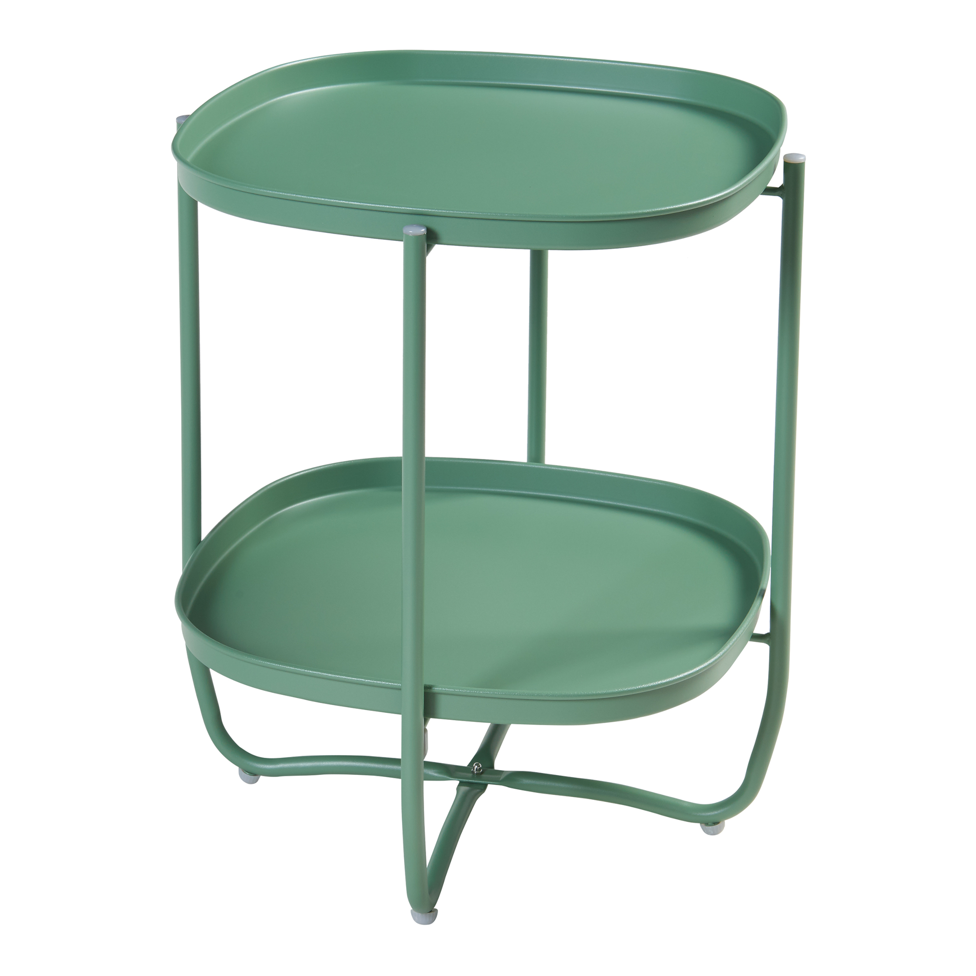 Mesita de jardín sandefjord con 2 bandejas acero 57,5x46x46cm - verde