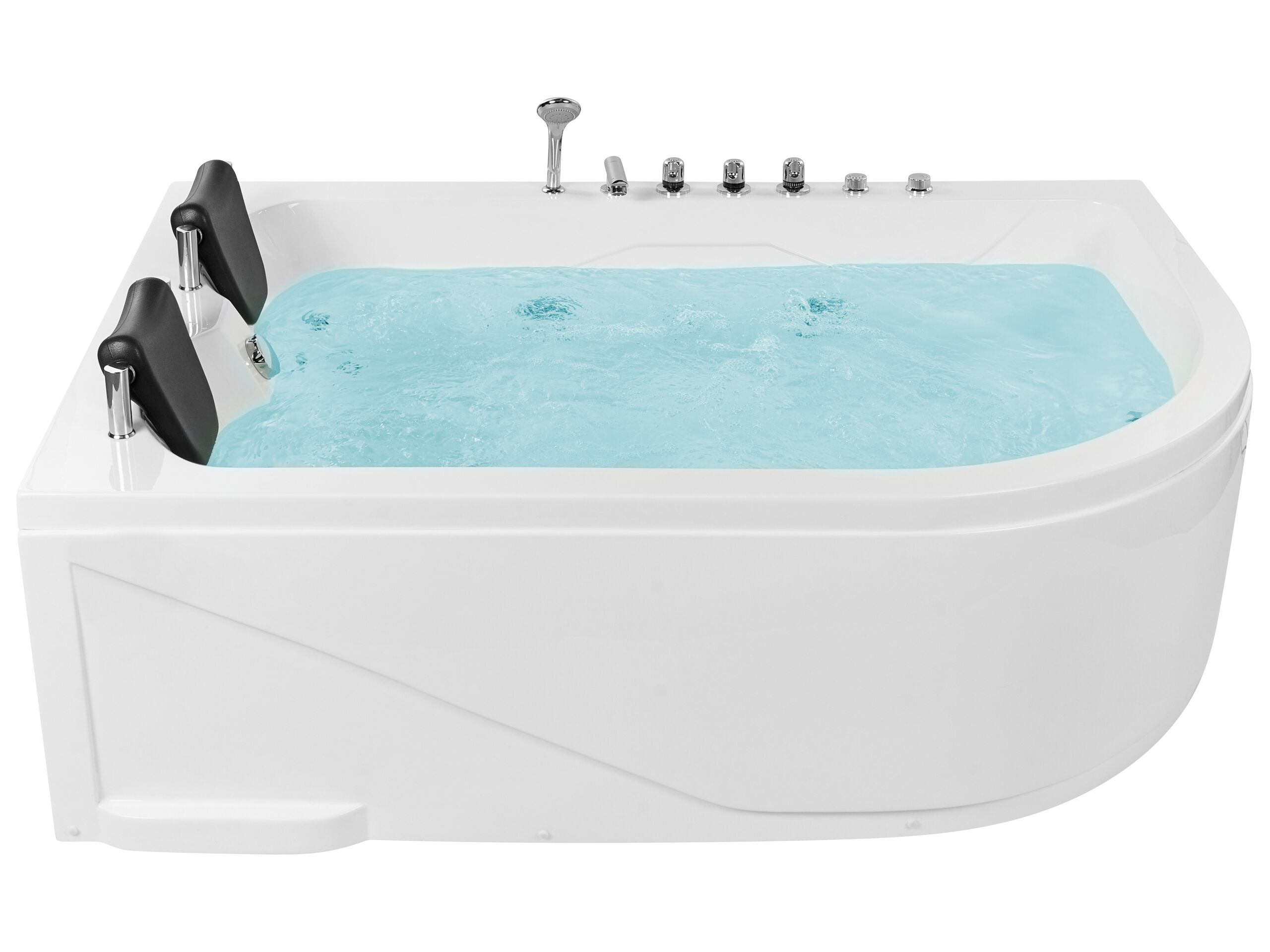 Bañera de hidromasaje LED esquinera calama 180 x 120 cm blanco derecha